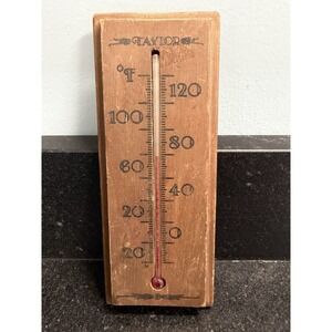 Taylor Advertising Wood Mounted Thermometer Vintage Americana Decor 120°F